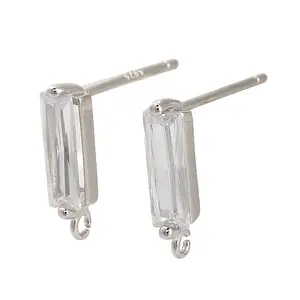 Rhodium Plated 925 Sterling Silver Ear Stud Findings