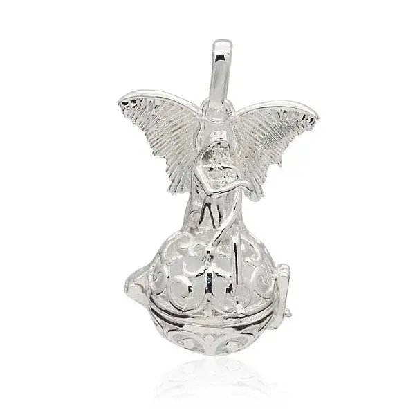 Silver Color Plated Brass Hollow Round Cage Pendants