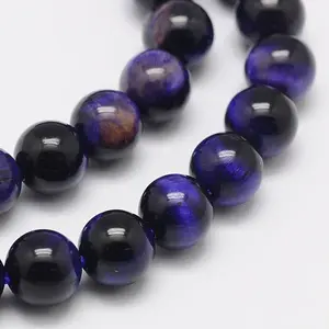 Natural Purple Tiger Eye Round Bead Strands