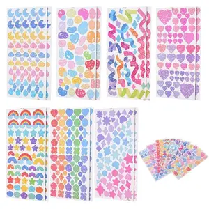 14 Sheets 7 Style Waterproof Laser Plastic Self Adhesive Stickers
