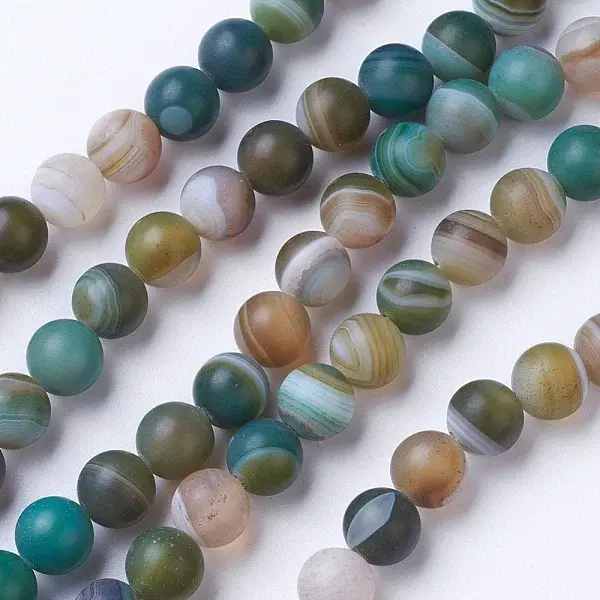 Natural Grade A Striped Agate/Banded Agate Beads Strands