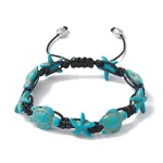 Synthetic Turquoise Starfish & Turtle Braided Bead Bracelet