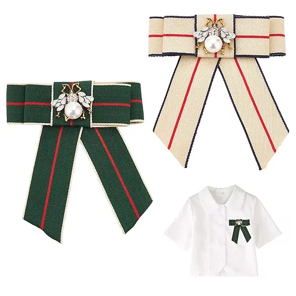 2Pcs 2 Colors Alloy Bee Big Bowkont Brooch