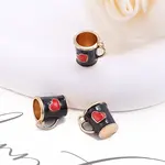 Alloy Enamel Mug Cup with Heart Miniature Ornaments