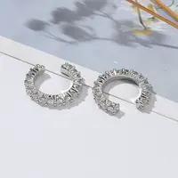 Brass Micro Pave Clear Cubic Zirconia Cuff Earrings
