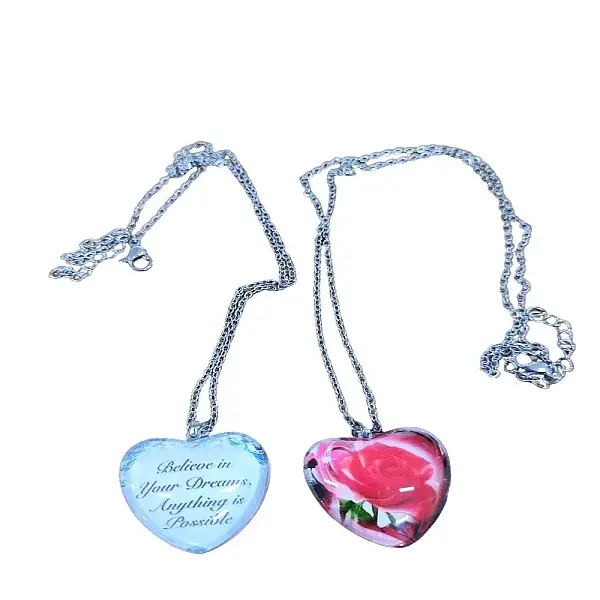 Heart Glass Pendant Necklaces