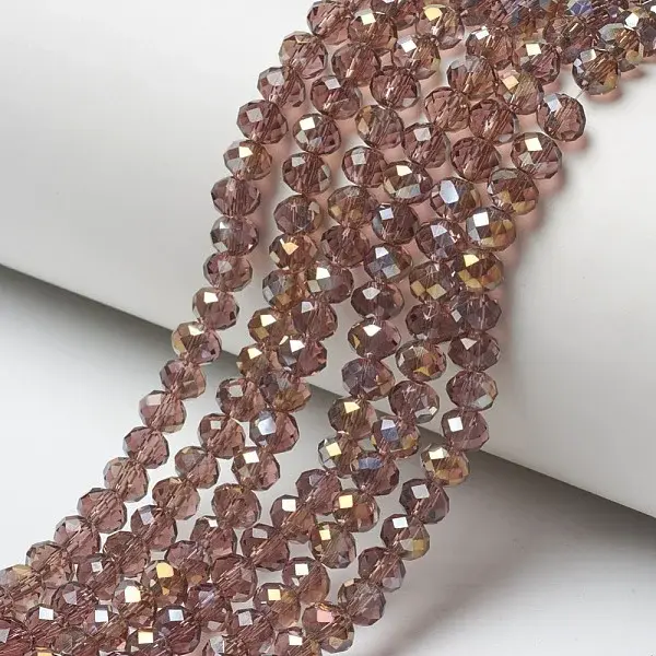 Electroplate Transparent Glass Beads Strands