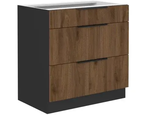 Dolná zásuvková kuchynská skrinka Monza, 80 cm, orech/čierna%