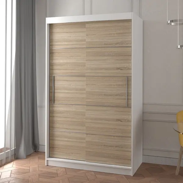 Šatní skříň Neomi 06 Barva korpusu: Bílá, Rozměry: 120 cm, Dveře: Dub sonoma