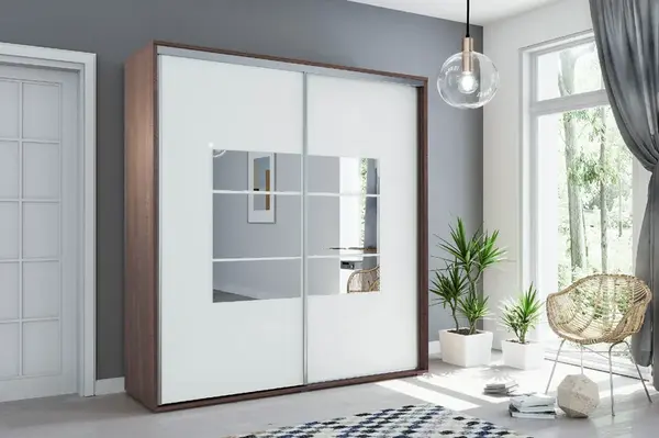 Šatní skříň Ska A02 Barva korpusu: Čokoláda, Rozměry: 125 cm, Dveře: Bílé