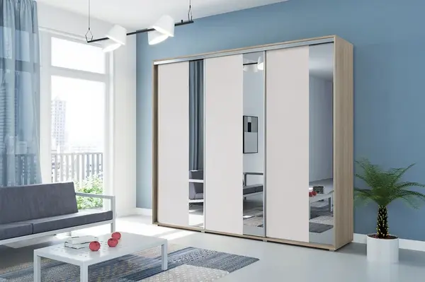 Šatní skříň Ska A29 XL Barva korpusu: Dub - sonoma, Rozměry: 278 cm, Dveře: Bílé