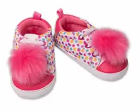 YO ! Kojenecké capáčky, botičky Girl  s chlupáčkovou bambulkou, růžové