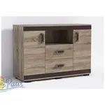 Komoda P15 140cm Barva korpusu: Bílá, Lišta: Bílá, Barva dvířek: Šedá