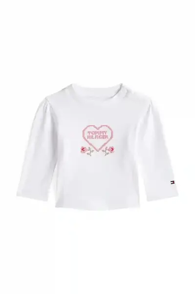 Kojenecké tričko s dlouhým rukávem Tommy Hilfiger bílá barva, KN0KN02057