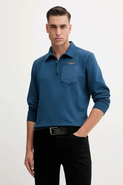 Mikina Aeronautica Militare pánská, modrá barva, s aplikací, FE2067UF00668