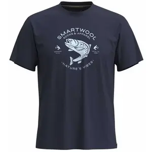 Smartwool TROUT FISCHING SHORT SLEEVE GRAPHIC TEE Pánské tričko, tmavě modrá, velikost