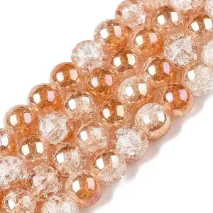 Electroplated Crackle Glass Beads Strands