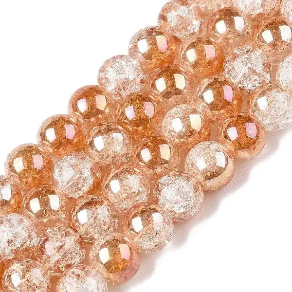 Electroplated Crackle Glass Beads Strands