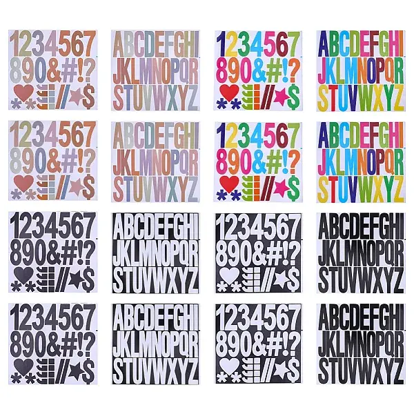 16 Sheets 8 Styles PVC Self-Adhesive Stickers