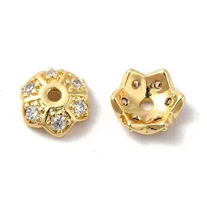 Brass Micro Pave Cubic Zirconia Bead Cap