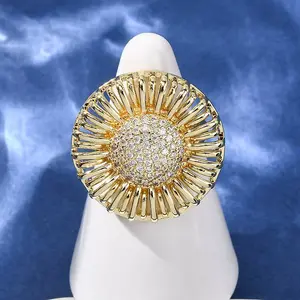 Brass Micro Pave Cubic Zirconia Cuff Open Rings