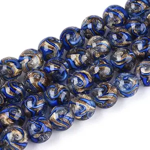 Handmade Gold Sand Lampwork Beads Strands