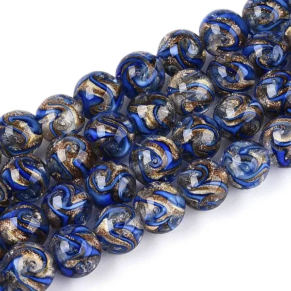 Handmade Gold Sand Lampwork Beads Strands