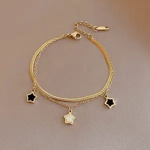 Natural Shell Star Stainless Steel Double-strand Charm Bracelets