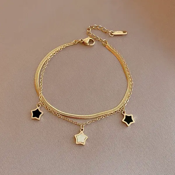 Natural Shell Star Stainless Steel Double-strand Charm Bracelets