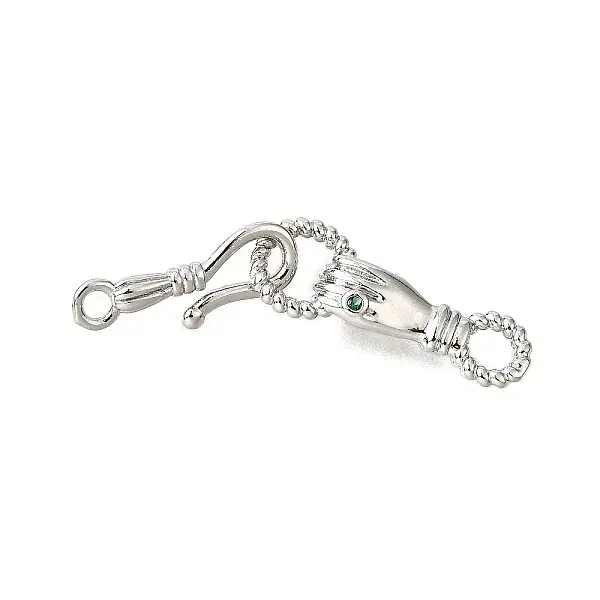 Brass Micro Pave Green Cubic Zirconia Fold Over Clasps