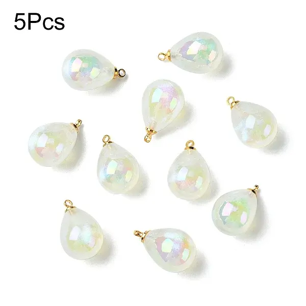 5Pcs UV Plating Acrylic Pendants