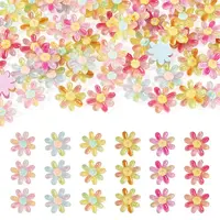 60Pcs 6 Colors Transparent Resin Flower Cabochons