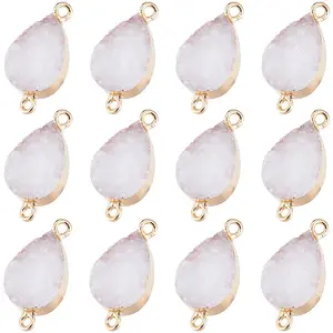 12Pcs Druzy Quartz Crystal Connector Charms