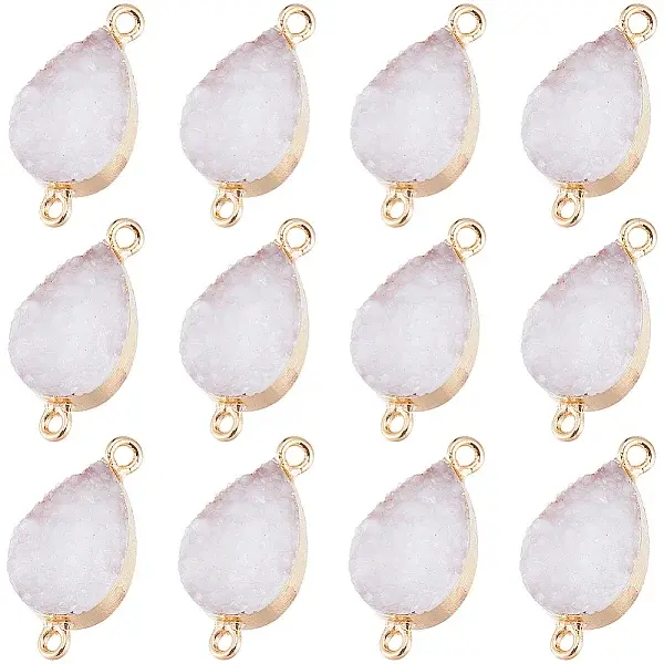 12Pcs Druzy Quartz Crystal Connector Charms
