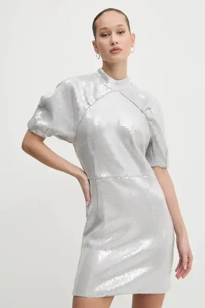 Šaty Rotate šedá barva, mini, 113570039