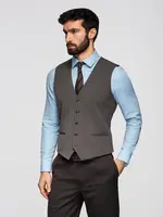 Ombre Men's elegant SLIM FIT herringbone vest - graphite