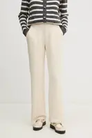 Kalhoty OUI dámské, béžová barva, jednoduché, high waist, 91672