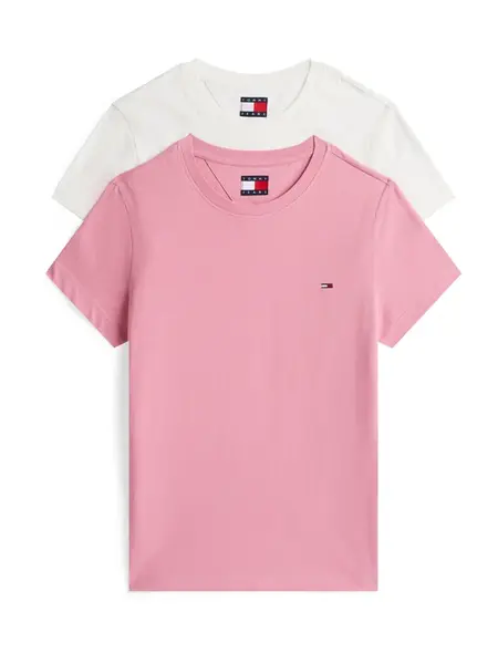 Tommy Jeans Tričko  ružová / biela
