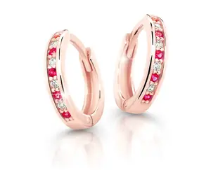 Cutie Jewellery Půvabné kruhové náušnice z růžového zlata C3342-80-X-4 červená