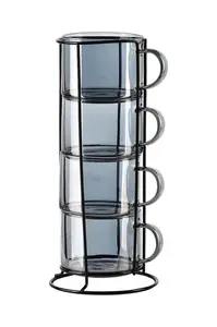 Sada hrnčekov so stojanom Affek Design Peter Grey 350 ml 4-pak