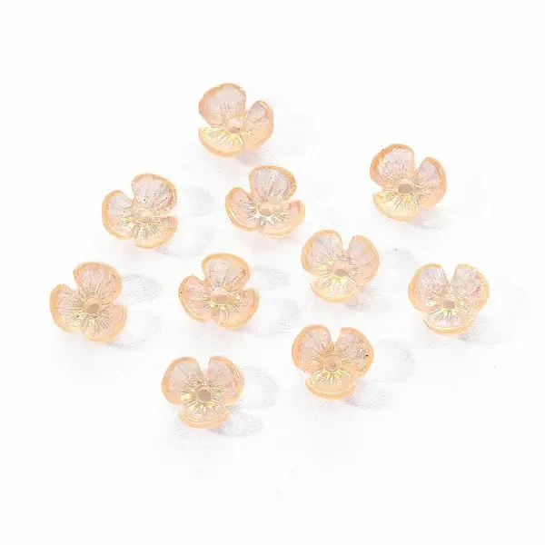 Electroplated 3-petal Flower Resin Cabochons