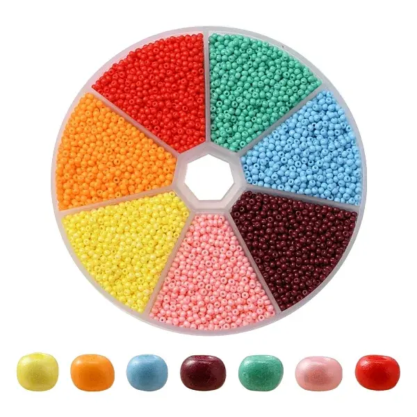 5950Pcs 7 Colors 12/0 Opaque Color Glass Seed Beads