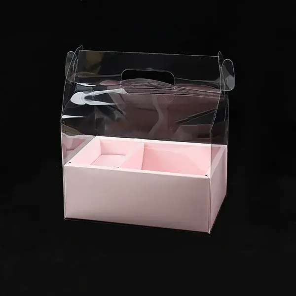 Plastic & Paper Transparent Carrying Flower Gift Box