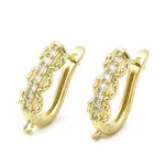 Flat Round Brass Micro Pave Clear Cubic Zirconia Hoop Earring Findings
