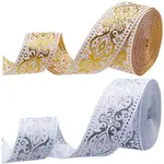 2 Rolls 2 Colors Ethnic Style Polyester Silk Grosgrain Ribbon