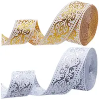 2 Rolls 2 Colors Ethnic Style Polyester Silk Grosgrain Ribbon