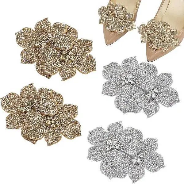 4Pcs 2 Colors Cloth Rhinestone Shoe Decorations