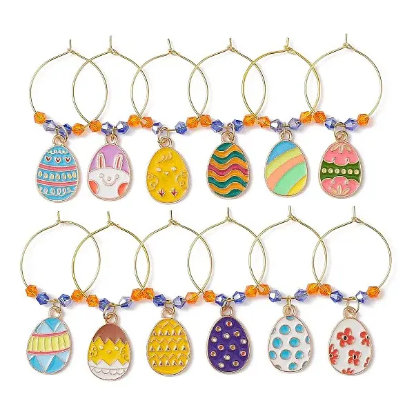 Easter Egg Alloy Enamel Wine Glass Charms