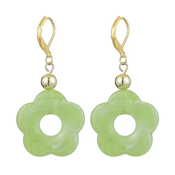 Acrylic Flower Dangle Leverback Earrings