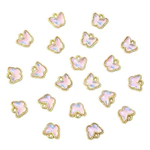 20Pcs Rack Plating Alloy Glass Charms